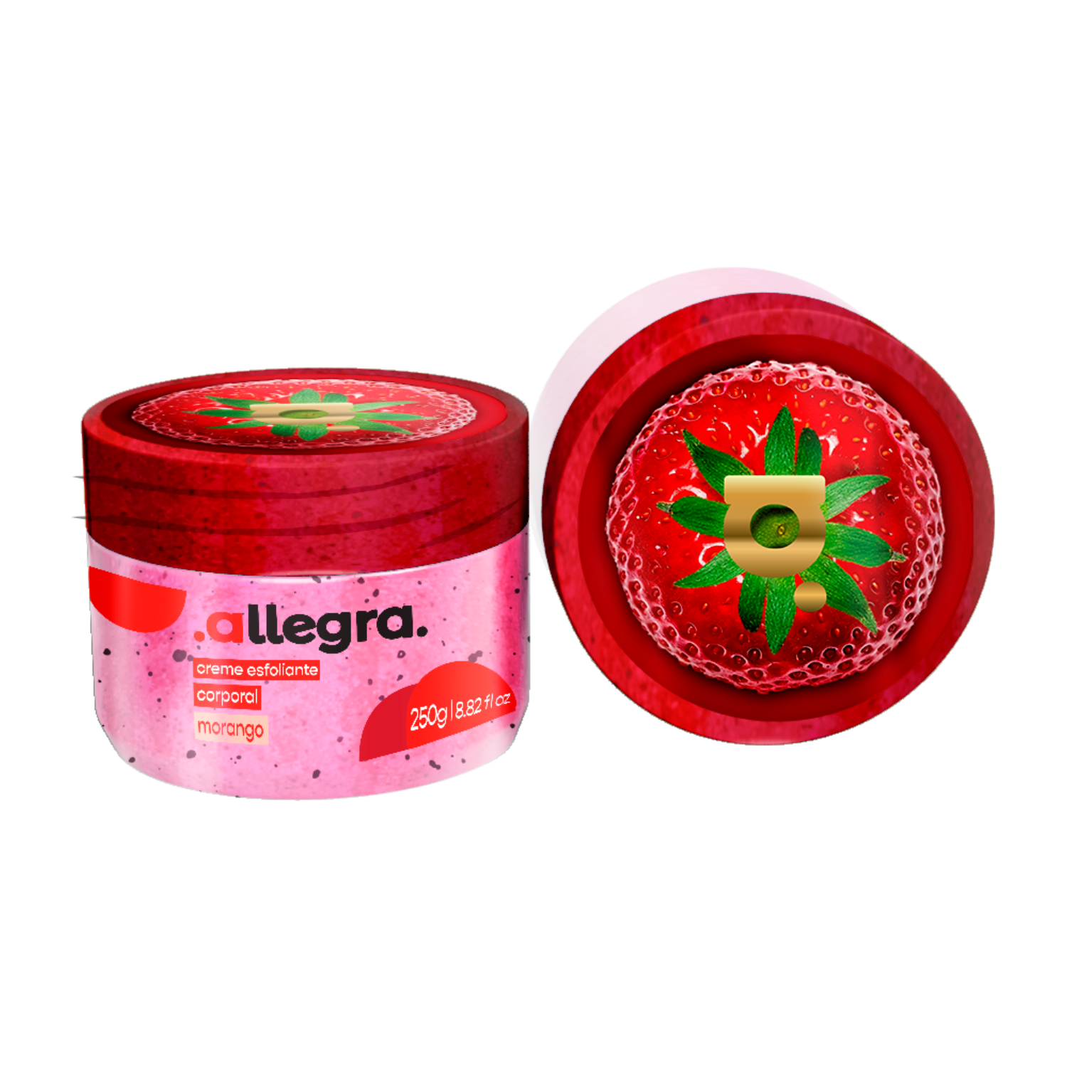 Gel Esfoliante Corpo Rosto Morango Allegra 250g